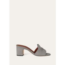 Loro Piana - Summer Charms Heeled Mule T55 Suede, Woman, Army Gray, Size: 36