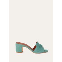 Loro Piana - Summer Charms Heeled Mule T55 Suede, Woman, Sap Green, Size: 40