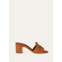 Loro Piana - Summer Charms Heeled Mule T55 Suede, Woman, Wot, Size: 36,5