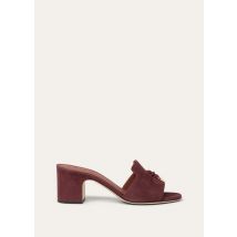 Loro Piana - Summer Charms Heeled Mule T55 Suede, Woman, Oxblood, Size: 36