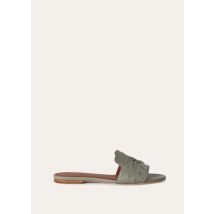 Loro Piana - Summer Charms Flat Mule Ostrich, Femme, Yerba Mat, Taille: 36