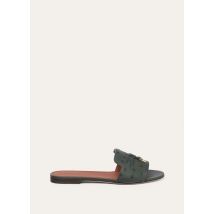 Loro Piana - Summer Charms Flat Mule Ostrich, Femme, Forest/Sun Gold, Taille: 35,5