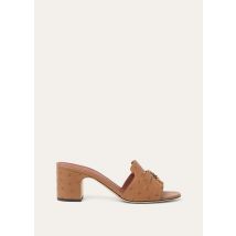 Loro Piana - Summer Charms Heeled Mule T55 Ostrich, Femme, Colour Vicuna, Taille: 36