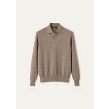 Loro Piana - Empire Wish Wool Polo Buttonless Gg 18, Man, Toffee Melange, Size: 60