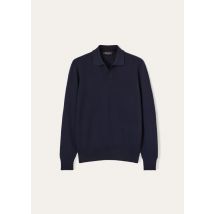 Loro Piana - Empire Wish Wool Polo Buttonless Gg 18, Man, Navy Blue, Size: 56