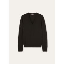 Loro Piana - Neo Piuma V Neck Sweater Cashmere Gg 18, Frau, Black, Größe: 36