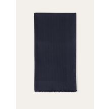 Loro Piana - Maxi Stola Cash Crest Jacquard, Femme, Navy Blue, Taille: NR