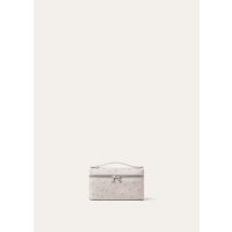 Loro Piana - Extra Pocket Mini Pouch Ostrich Saddle Finish, Donna, Whisper Pink/Antique Silver, Taglia: NR