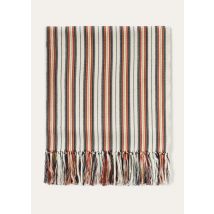 Loro Piana - Beach Towel Vintage Oxford Stripe Cotton, Sable/Océan intense/Chili/Antique Gold, Taille: NR