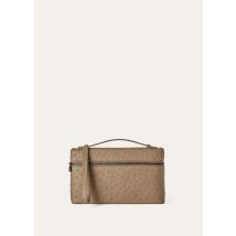 Loro Piana - Extra Pouch L29 Ostrich Saddle Finish, Mann, Warm Mastic/Onyx, Größe: NR