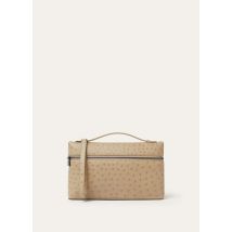 Loro Piana - Extra Pouch L29 Ostrich Saddle Finish, Man, Light Trench/Onyx, Size: NR