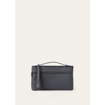 Loro Piana - Extra Pouch L29 Ostrich Saddle Finish, Mann, Blue Navy/Onyx, Größe: NR