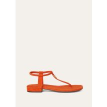 Loro Piana - Mindil Infra Flat Sandal Suede, Woman, Kyoto Orange, Size: 40,5