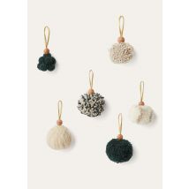 Loro Piana - Set Of 6 Bicolor Assorted Cash Christmas Balls, Kasha/Fog/White/Forest Moss Green, Size: NR