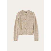 Loro Piana - Baranca Cardigan Sweater Linen Cash Gg 3, Woman, Natural Brown Mel, Size: 36