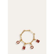 Loro Piana - Charm Chain Bracelet Leather, Femme, Soleil doré/Kummel intense, Taille: S