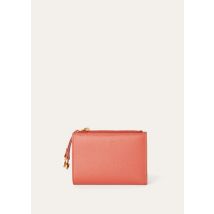 Loro Piana - Extra Bifold Zip Wallet Linen Calf, Woman, Coral Fiction/Sun Gold, Size: NR