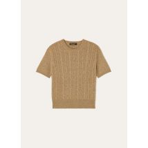 Loro Piana - Baby Cash Light Treccia Ss Crewneck Sweater Gg 7, Damen, Raw Honey Melange/Rosemary Infusion, Größe: 44