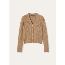 Loro Piana - Baby Cash Light Treccia Cardigan Sweater Gg 7, Femme, Golden Wheat/Gingerbread Gold, Taille: 46