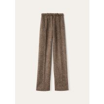 Loro Piana - Edward Trousers Donegal Wool Silk Cotton, Woman, Dark Chocolate Licorice/Dill Seeds, Size: 36