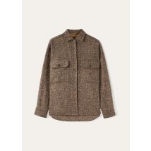 Loro Piana - Jenna Overshirt Donegal Wool Silk Cotton, Woman, Dark Chocolate Licorice/Dill Seeds, Size: 44