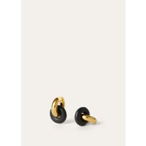 Loro Piana - Duo Double Hoop Earrings Rounded Calf, Woman, Black/Jewel Sun Gold, Size: NR