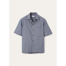 Loro Piana - Dalai Ss Shirt Chambray Cash, Man, Blue Navy Sandstone, Size: XXL