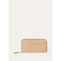 Loro Piana - Extra Continental Zip Around Wallet Linen Calf, Woman, Light Mastic/Sun Gold, Size: NR