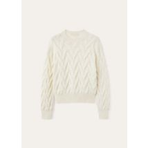 Loro Piana - Cocooning Cozy Braids Crewneck Sweater Baby Gg 5, Frau, White Snow, Größe: 42