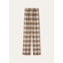 Loro Piana - Edward Trousers Tartan Flannel, Femme, Light Camel/Ancient Paper, Taille: 42