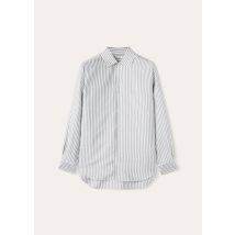 Loro Piana - Andre' Shirt Oxford Silk Stripe, Man, Washed Indigo Stripes, Size: S