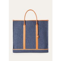 Loro Piana - Beam Tote Large Denim Flower Rounded Calf, Man, Surge Blue/Wheat Bran/Antique Silver, Size: NR