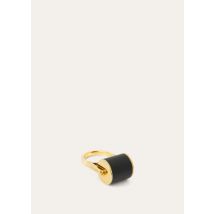 Loro Piana - Duo Ring Rounded Calf, Woman, Black/Jewel Sun Gold, Size: S