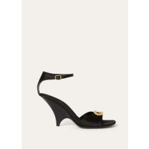 Loro Piana - Olympia Buckle Jewel Heeled Sandal Satin, Woman, Black, Size: 36