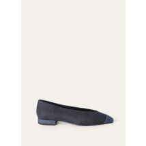 Loro Piana - Rebecca Cap Toe Ballerina Reactive Cashdenim, Femme, Shadow Blue Reactive, Taille: 37