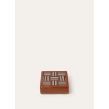 Loro Piana - The Woven Stripe Intarsia Square Box S, Natural Mahogany /Woven Stripe, Size: NR