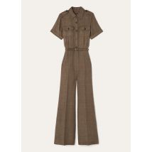 Loro Piana - Galdwin Rompers Structured Linen Wool, Woman, Smoked Wood, Size: 44