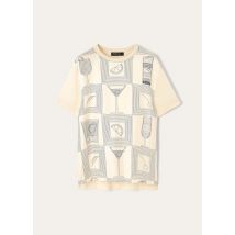 Loro Piana - Mazzorbo T-shirt Silk Cotton Rib, Woman, Ivory/Blue Halite, Size: L