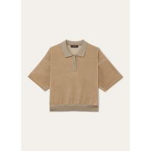 Loro Piana - Balmuccia Polo Sweatshirt Ss Velour Cotton Cash, Frau, Quarzite Beige, Größe: XS