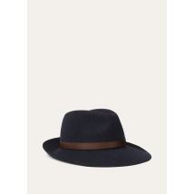 Loro Piana - Pier Hat Silky Leather Belt Strap My Felt, Man, Eclipse Blue, Size: M