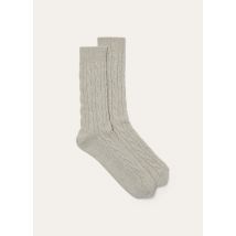 Loro Piana - Baby Cash Light Treccia Socks Gg 15, Man, Silver Melange/Natural Melange, Size: S