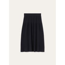 Loro Piana - The Royal Lightness Ribbed Skirt Wool Silk Gg18, Woman, Navy Blue, Size: L
