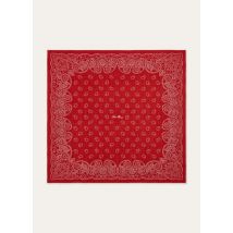 Loro Piana - Loro Piana Fiore Di Lino Bandana Foulard 60 Wool, Woman, Cranberry Red/White, Size: NR