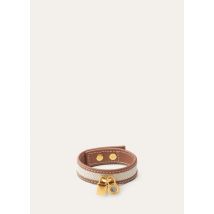 Loro Piana - Extra Bracelet Natural Canvas/rounded Leather, Femme, Natural-Caramel Sugar/Jewel Sun Gold, Taille: S