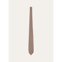 Loro Piana - Yale Diagonal Stripes Tie 8 Silk, Man, Redwood/White/Black Iris, Size: NR