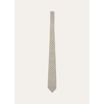 Loro Piana - Yale Diagonal Stripes Tie 8 Silk, Man, Moonlight Beige/Egret/Black Iris, Size: NR