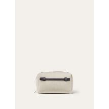 Loro Piana - Extra Travel Pouch Medium Ntrl Cnvs/rndd Lther, Man, Natural-Stonehenge/Antique Silver, Size: NR