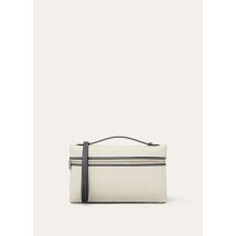 Loro Piana - Extra Pouch L29 Natural Canvas/rounded Leather, Herren, Natural-Stonehenge/Antique Silver, Größe: NR