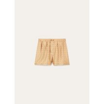 Loro Piana - Len Bermuda Silk Pois, Frau, Melonpan/Grey Pois, Größe: 36