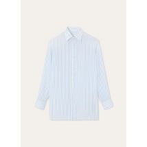 Loro Piana - Filippo Square Shirt Lightest Wool Stripe, Man, White Blue Stripe, Size: 40